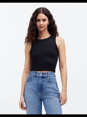 **NWOTS** MADEWELL  Brightside Supima Rib Crop Tank - Black - Size XL
